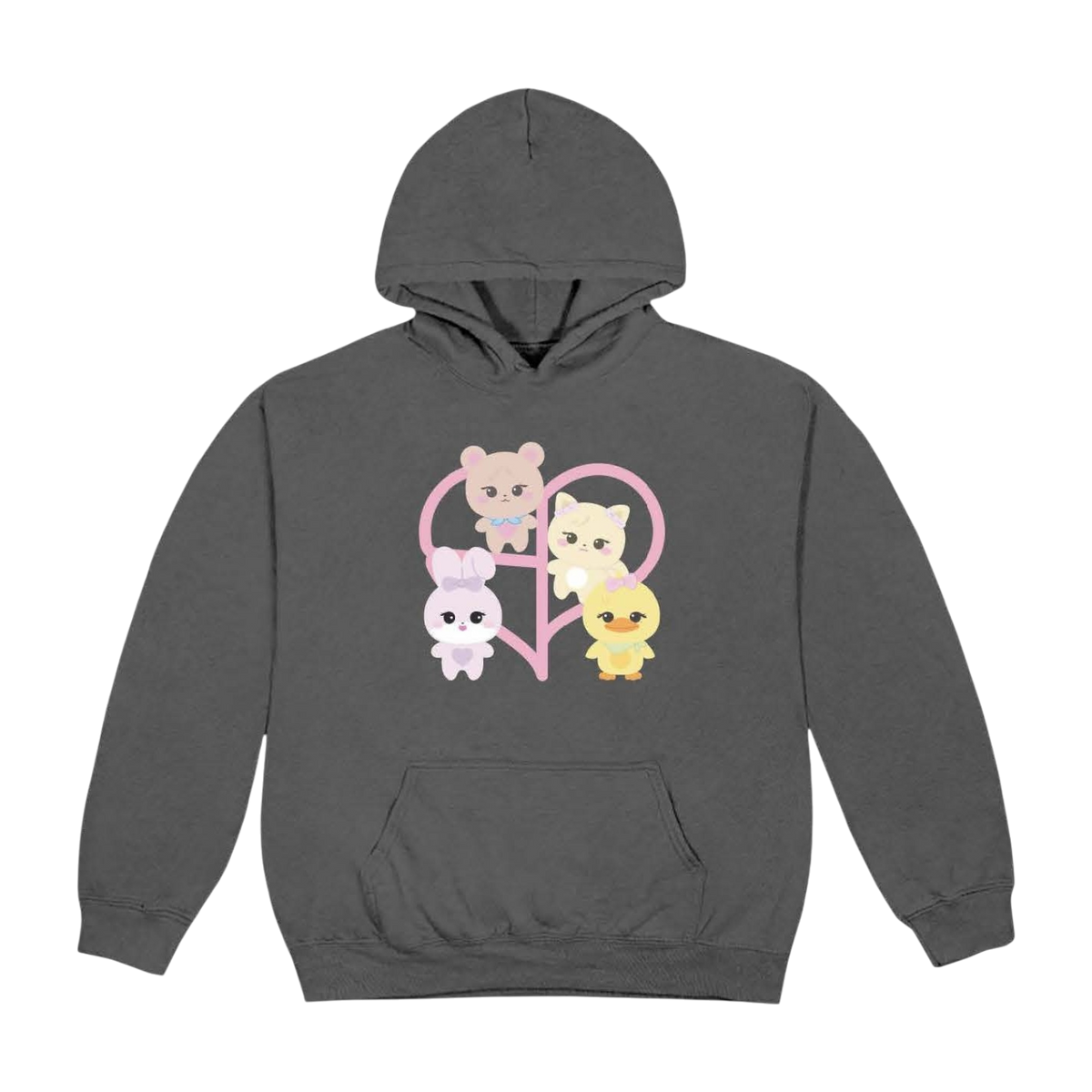 BLACKPINK Character Pullover Hoodie Grey