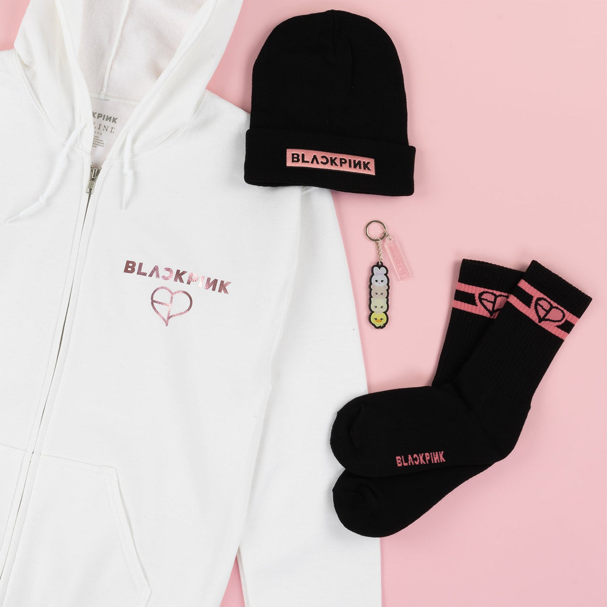 BLACKPINK Foil Zip Hoodie White