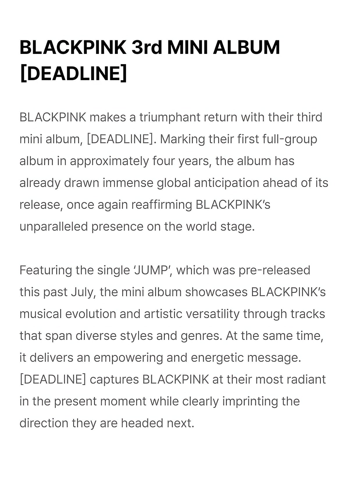 BLACKPINK 3rd MINI ALBUM [DEADLINE] MOOD LIGHT Ver. - image 3