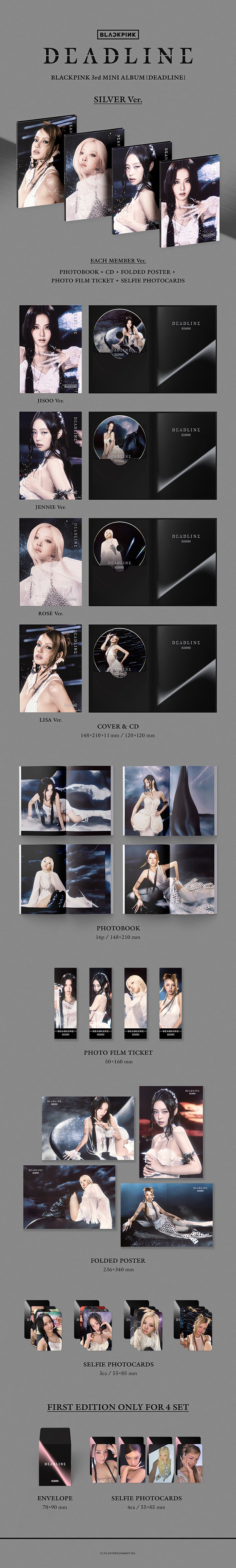 BLACKPINK 3rd MINI ALBUM [DEADLINE] SILVER Ver. (Set) - image 2