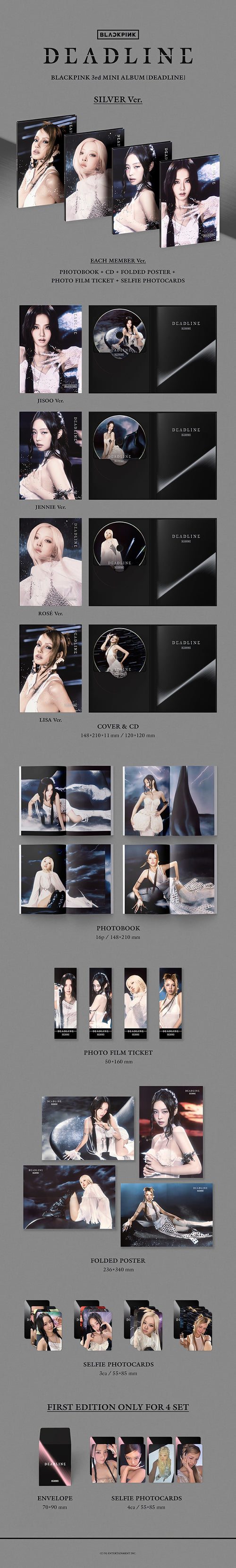 BLACKPINK 3rd MINI ALBUM [DEADLINE] SILVER Ver. (Set) - image 2