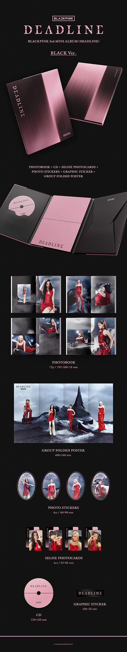 BLACKPINK 3rd MINI ALBUM [DEADLINE] BLACK Ver. + PINK Ver. Set - image 2