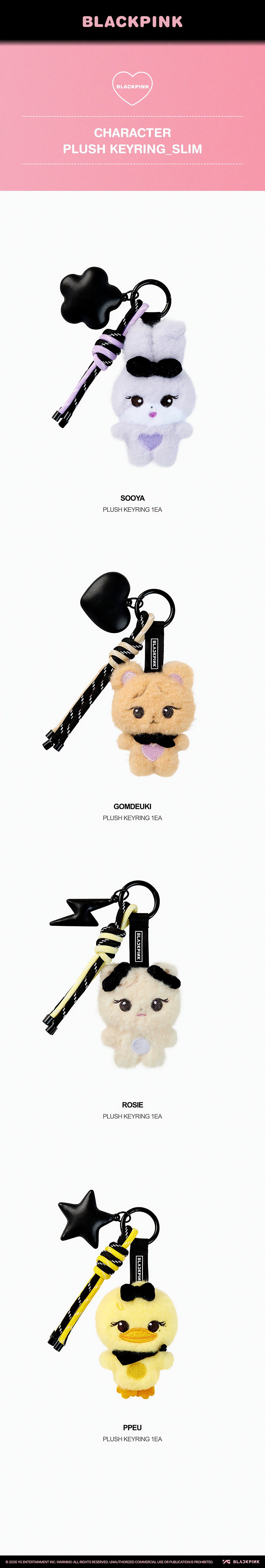 BLACKPINK CHARACTER PLUSH KEYRING - SLIM - image 2